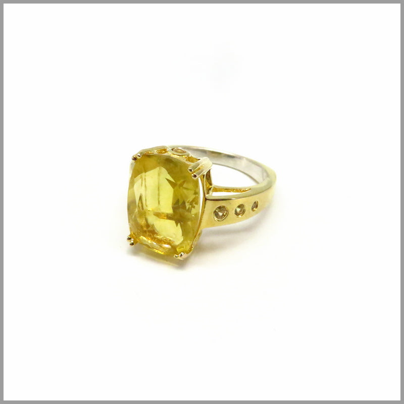Yellow Fluorite Gold Ring