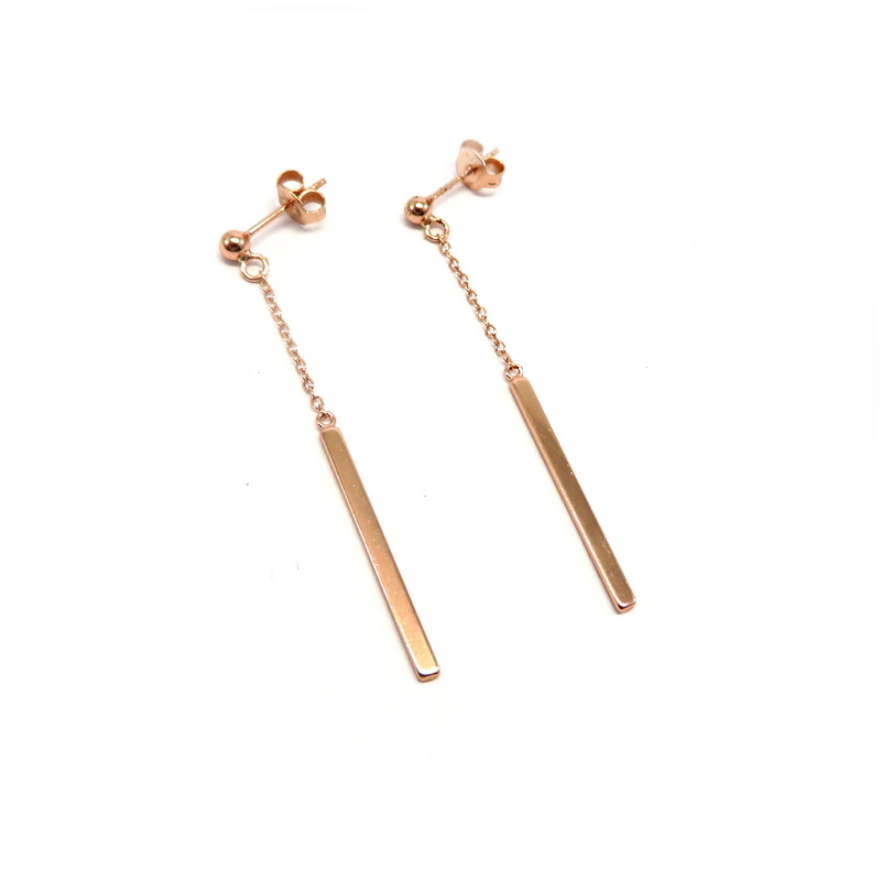 Bar-on-Chain Rose Gold Plated Sterling Silver Earrings