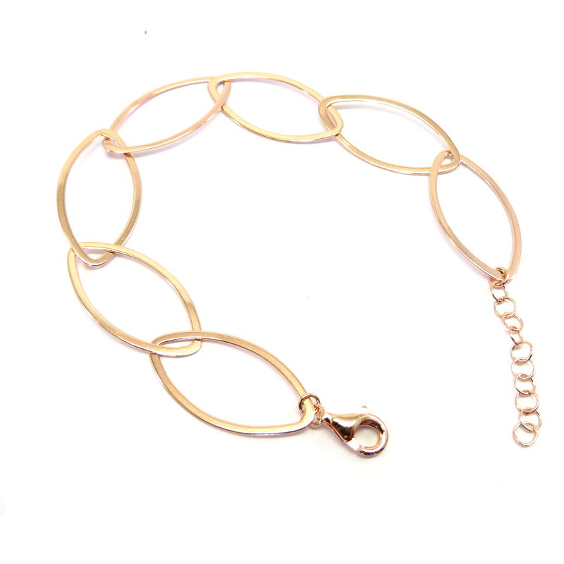 Linked Chain Bracelet Rose Gold Plated Sterling Silver