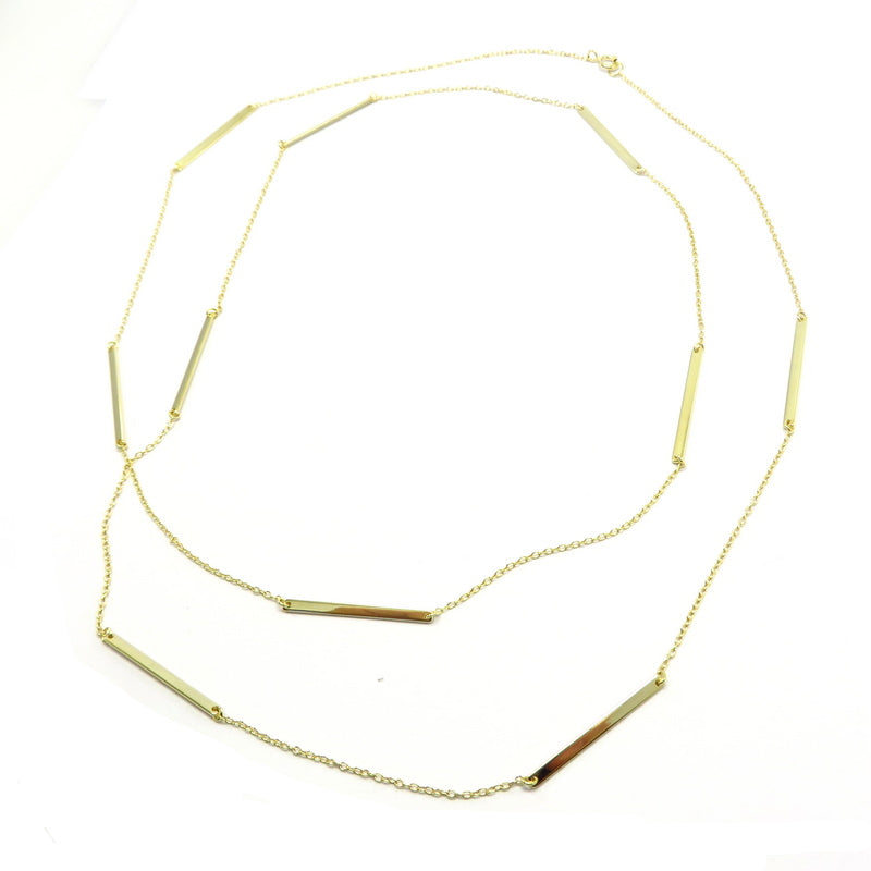 Bar Chain Necklace Gold Plated Sterling Silver
