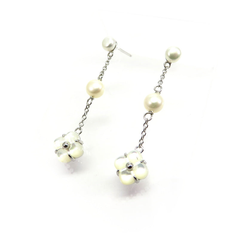 Freshwater Pearl Mother-of-Pearl Drop Earrings Sterling Silver