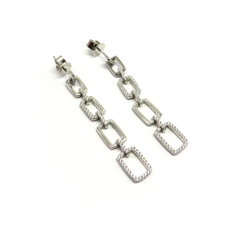 Cubic Zirconia Sterling Silver Drop Earrings