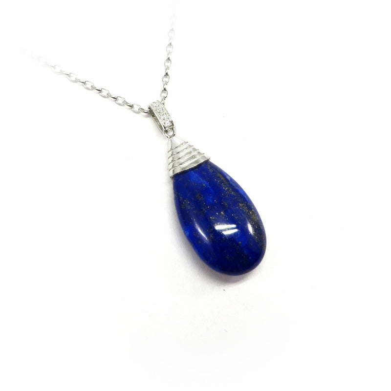 Lapis Lazuli Teardrop Pendant Sterling Silver