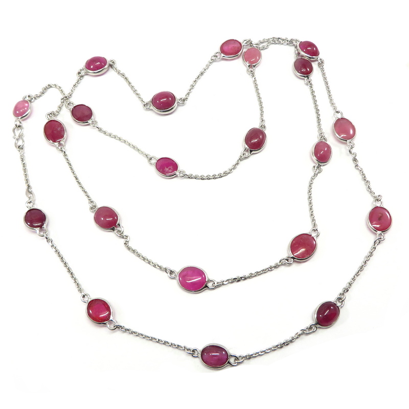 Ruby Silver Chain Necklace