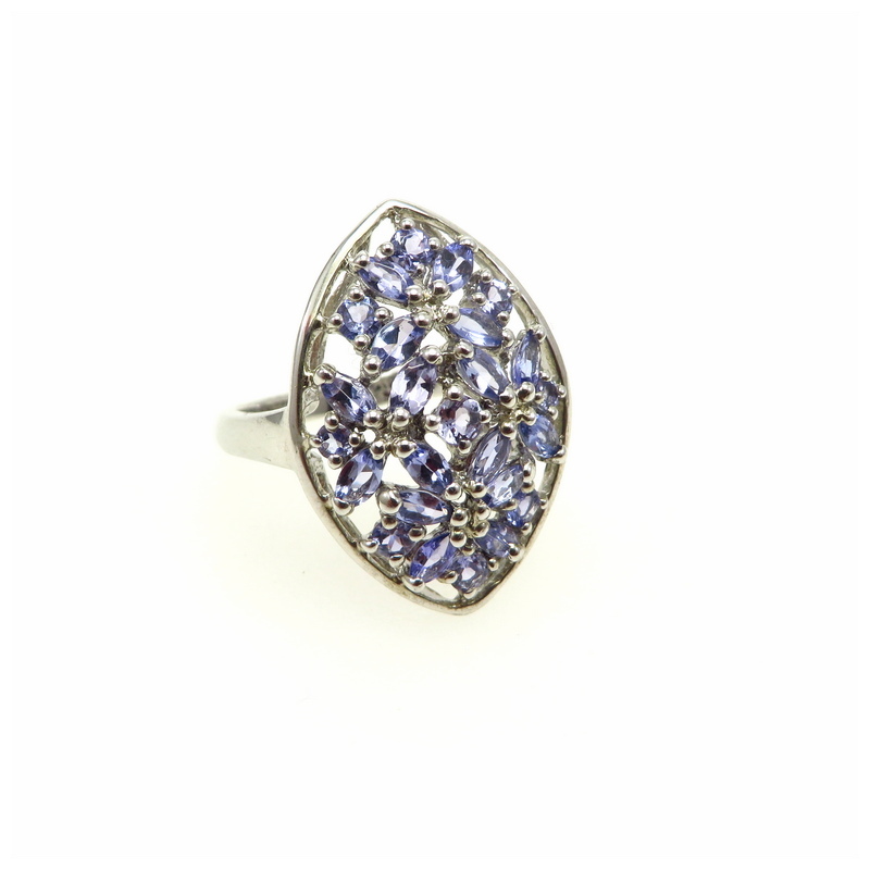 Tanzanite Floral Silver Ring