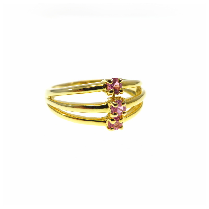 Pink Tourmaline Gold Plated Sterling Silver Ring