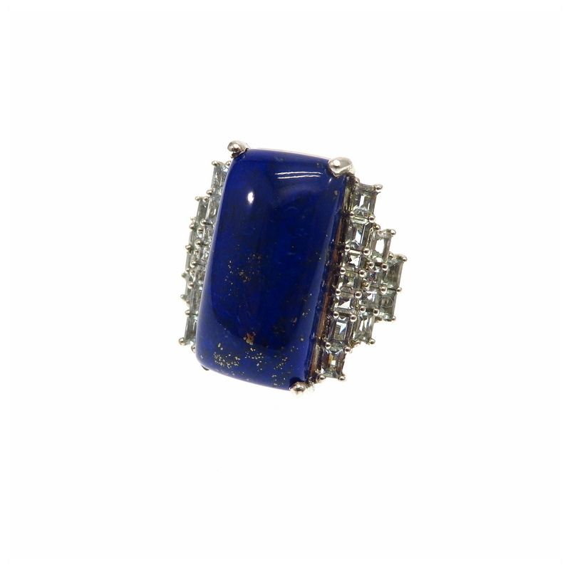 Lapis Lazuli & Aquamarine Sterling Silver Ring