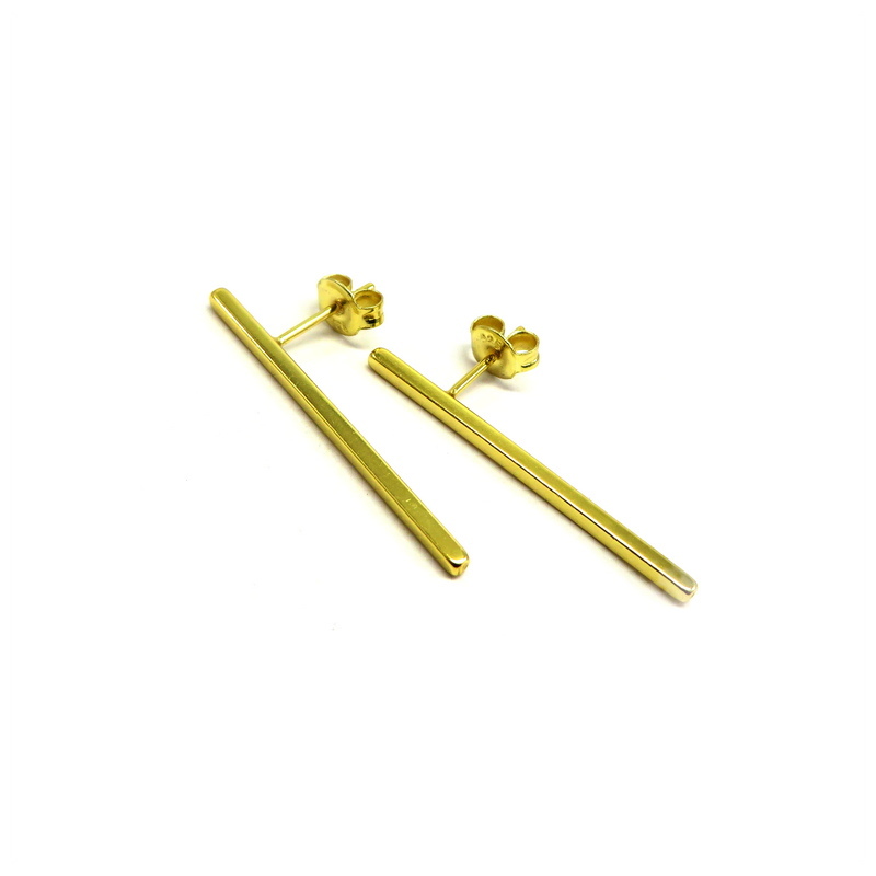 Sterling Silver Gold Plated Stick Earrings