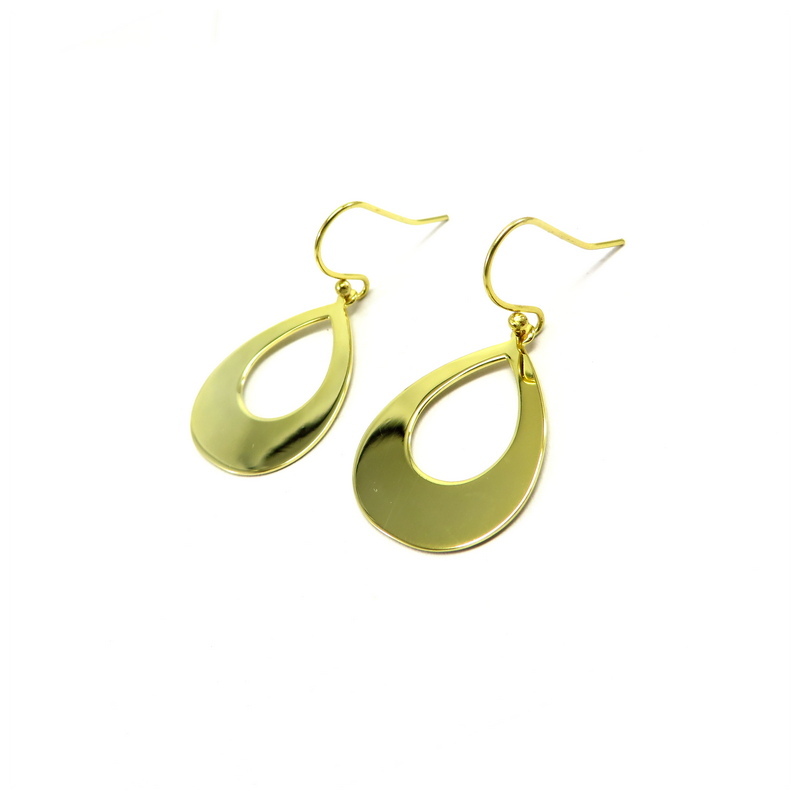 Teardrop Gold Plated Sterling Silver Hook Earrings