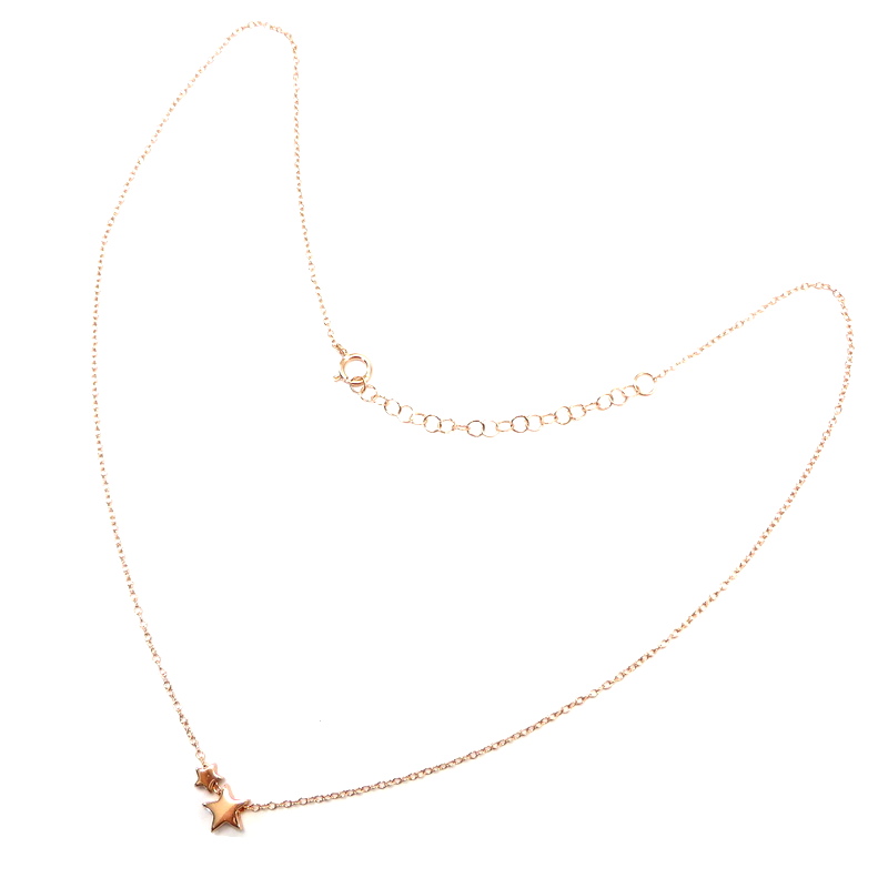 Two Stars Rose Gold Plated Sterling Silver Necklace