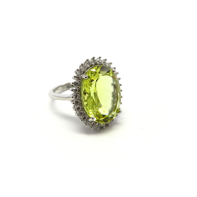 Lemon Quartz Statement Ring Set in Sterling Silver