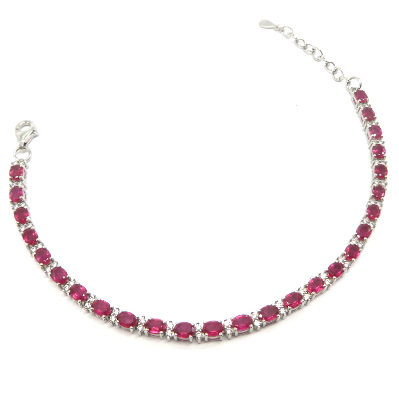 Ruby Tennis Bracelet Set in Sterling Silver