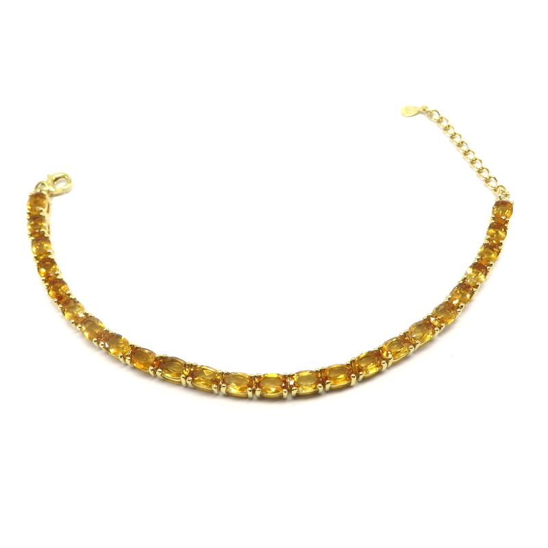 Citrine Tennis Bracelet Gold Plated set in Sterling Silver