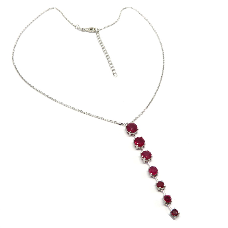 Ruby Chain Necklace set in Sterling Silver