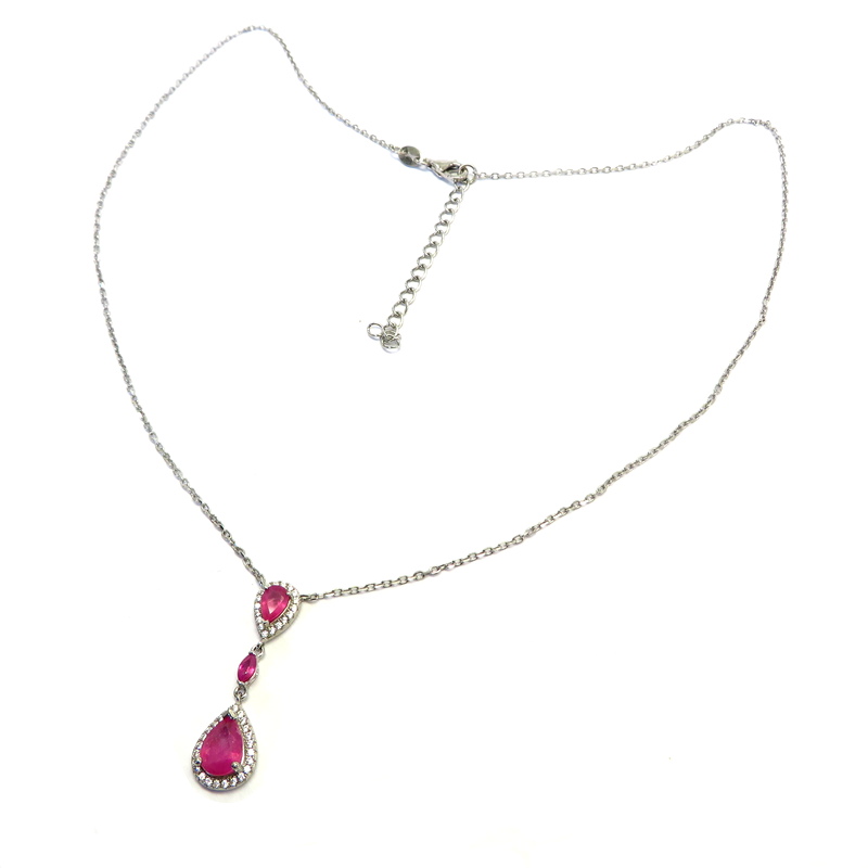 Ruby Chain Necklace Set in Sterling Silver