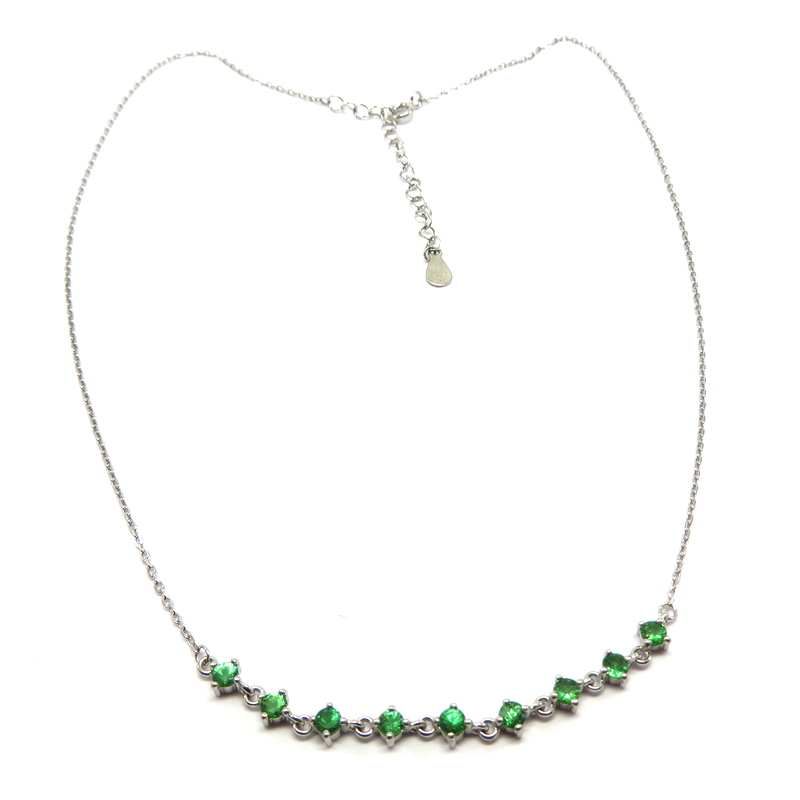 Elegant Tsavorite & Sterling Silver Chain Necklace (1.44ct Total)