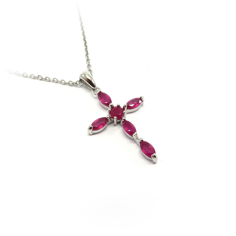 Ruby Pendant Set in Sterling Silver