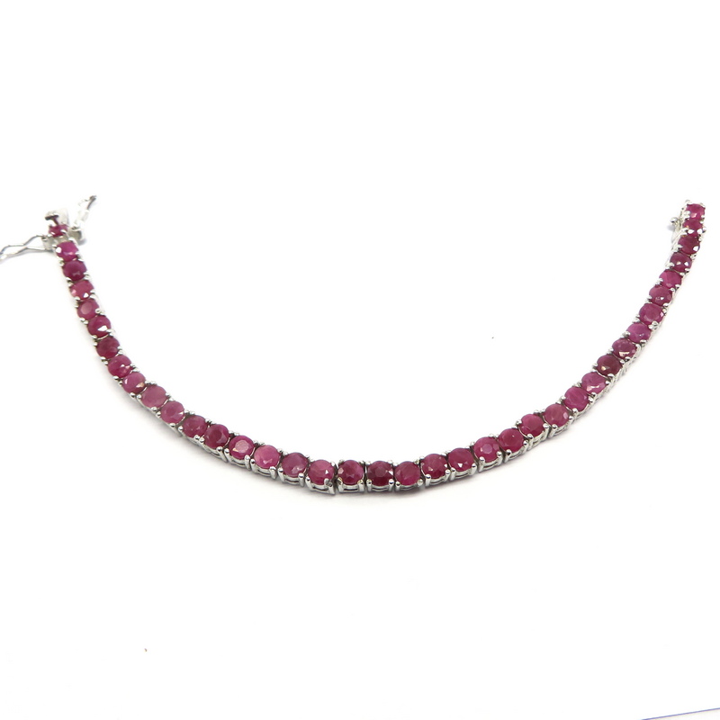 Luxurious Ruby Tennis Bracelet – Rhodium Plated Sterling Silver (24.15ct Total)