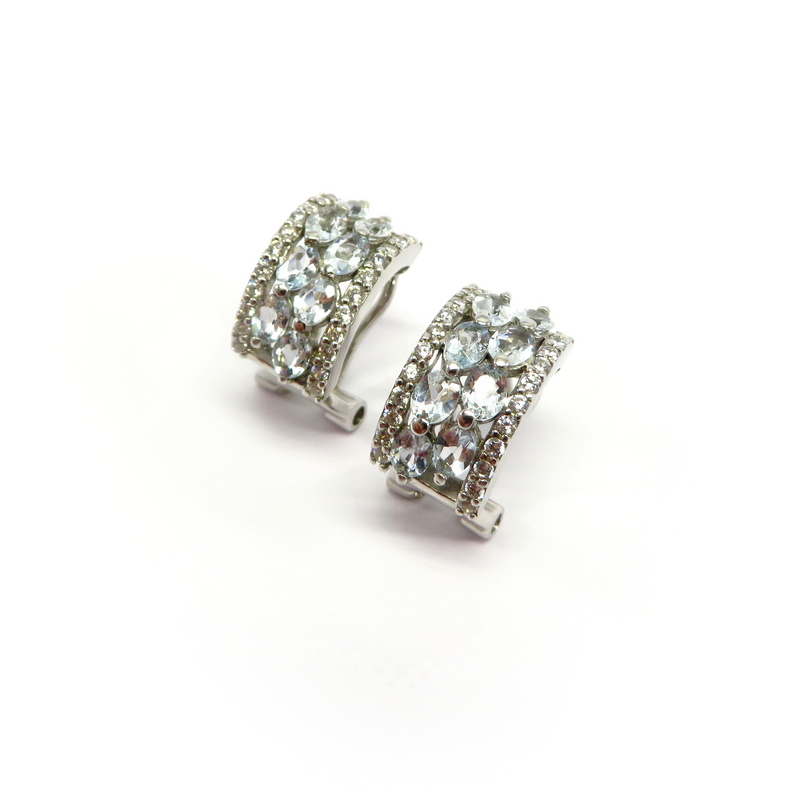 Aquamarine Earrings Set in Sterling Silver