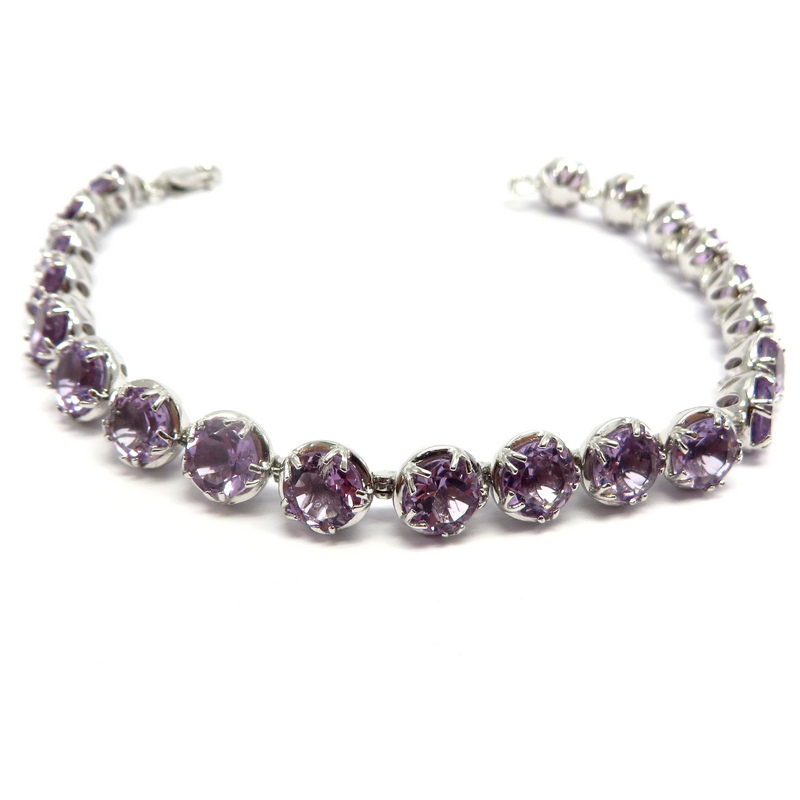 Amethyst Tennis Bracelet Set in Sterling Silver