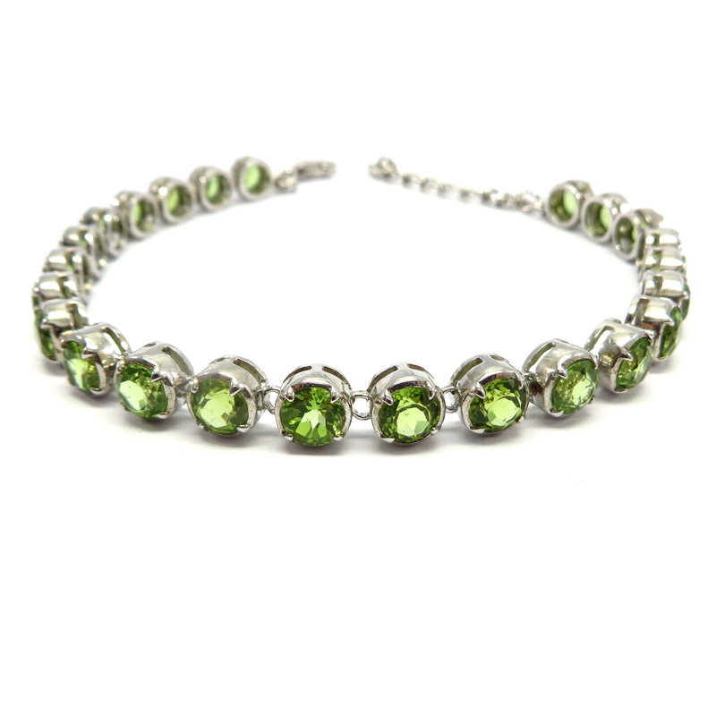 Peridot Tennis Bracelet Set in Sterling Silver