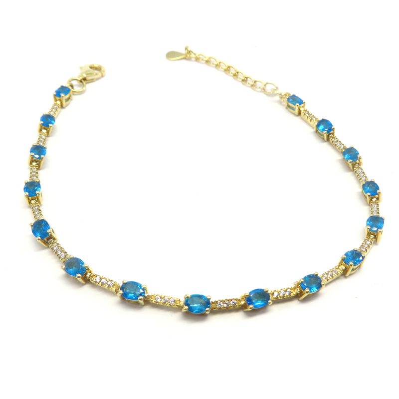 Apatite Tennis Bracelet set in Sterling Silver Gold Plated
