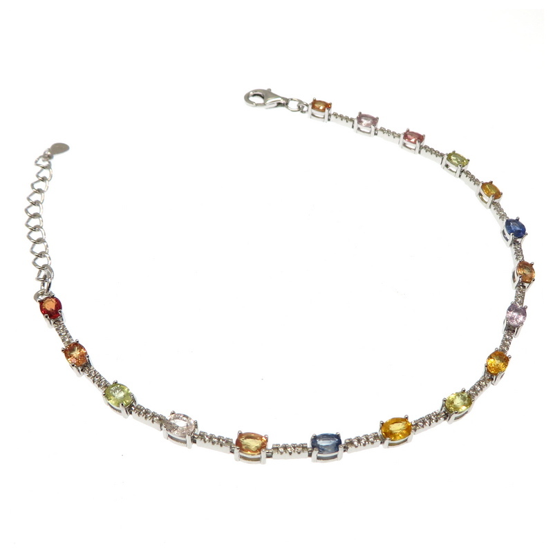 Sapphire Tennis Bracelet Set in Sterling Silver