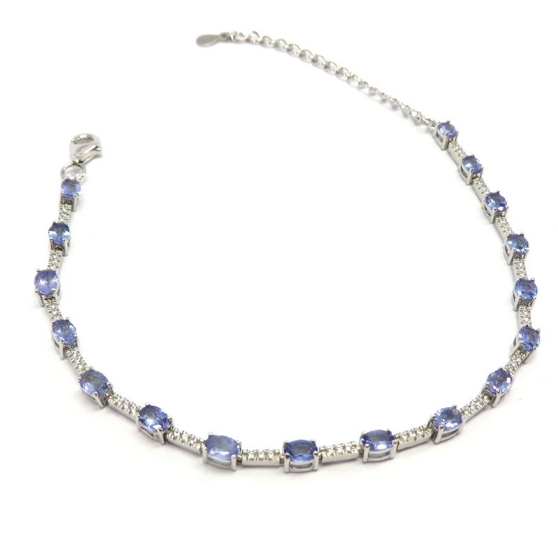 Tanzanite Tennis Bracelet Set in Sterling Silver