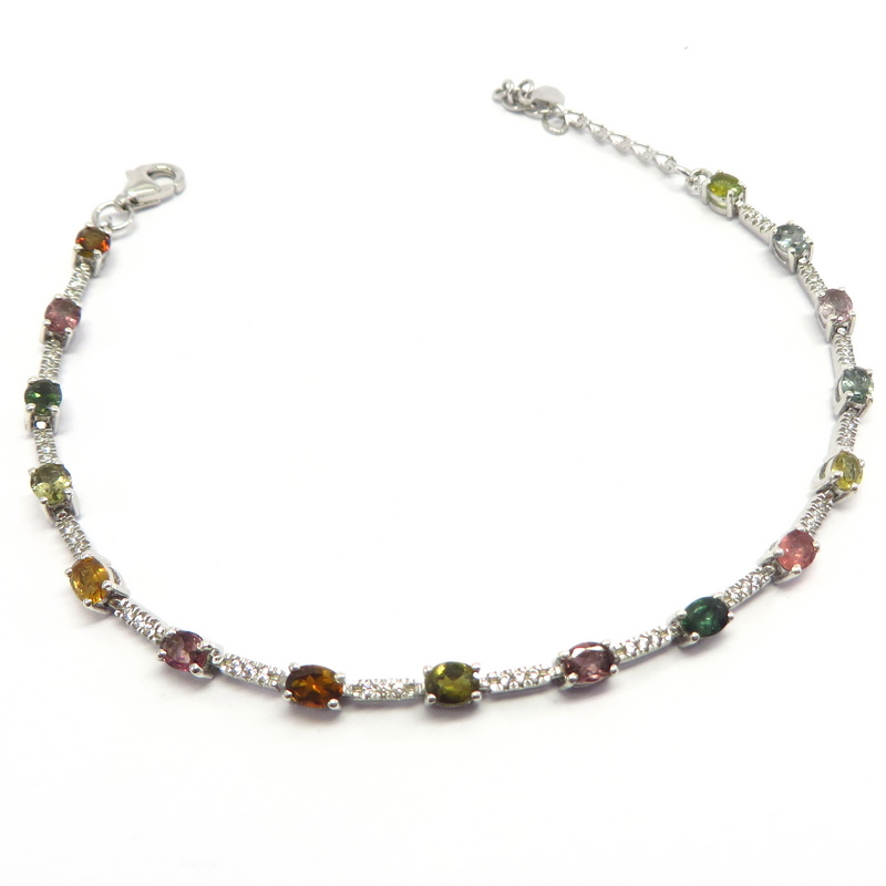 Tourmaline Tennis Bracelet Set in Sterling Silver