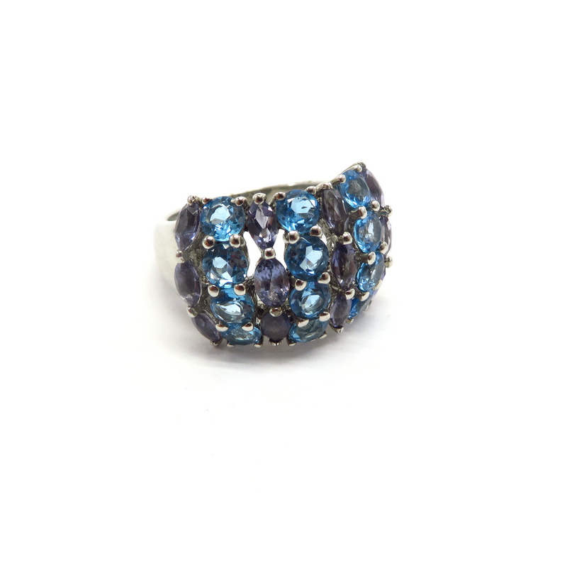 Blue Topaz and Iolite Sterling Silver Ring