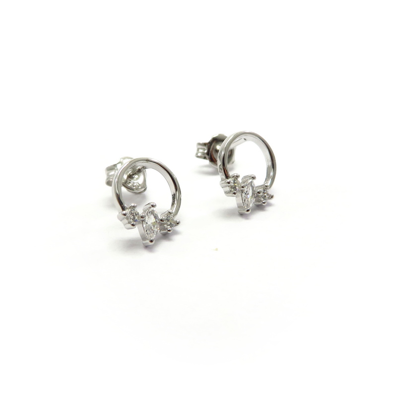 Silver Stud Earrings with Cubic Zirconia
