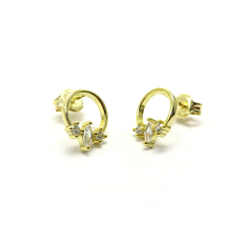 Silver Gold Plated Circle Earrings
