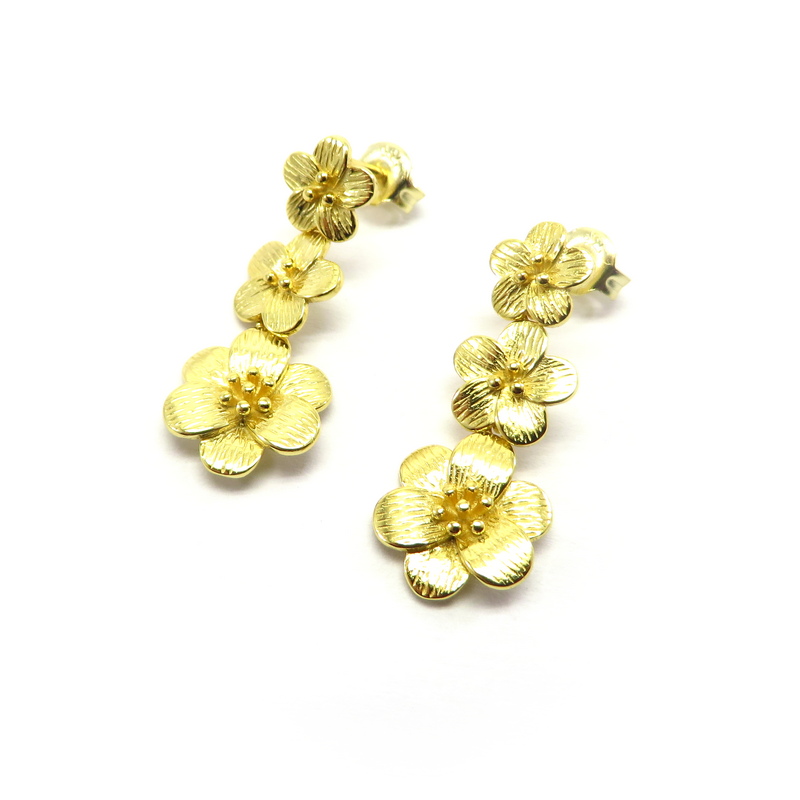 Silver Gold Plated Flower Earrings