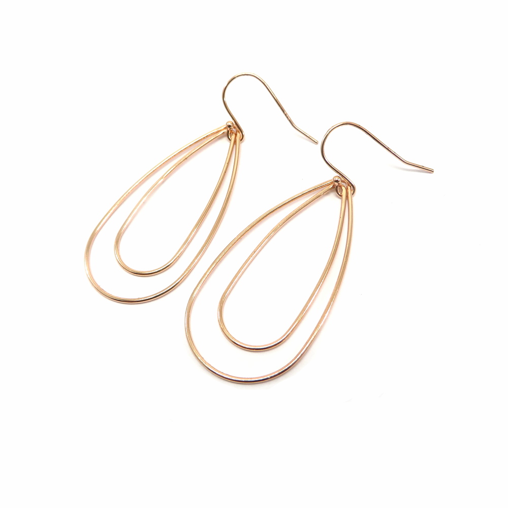 Rose Gold Plated Double Teardrop Hook Earrings
