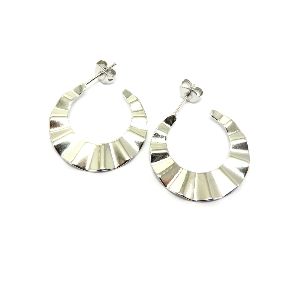 Silver Waves Hoop Earrings