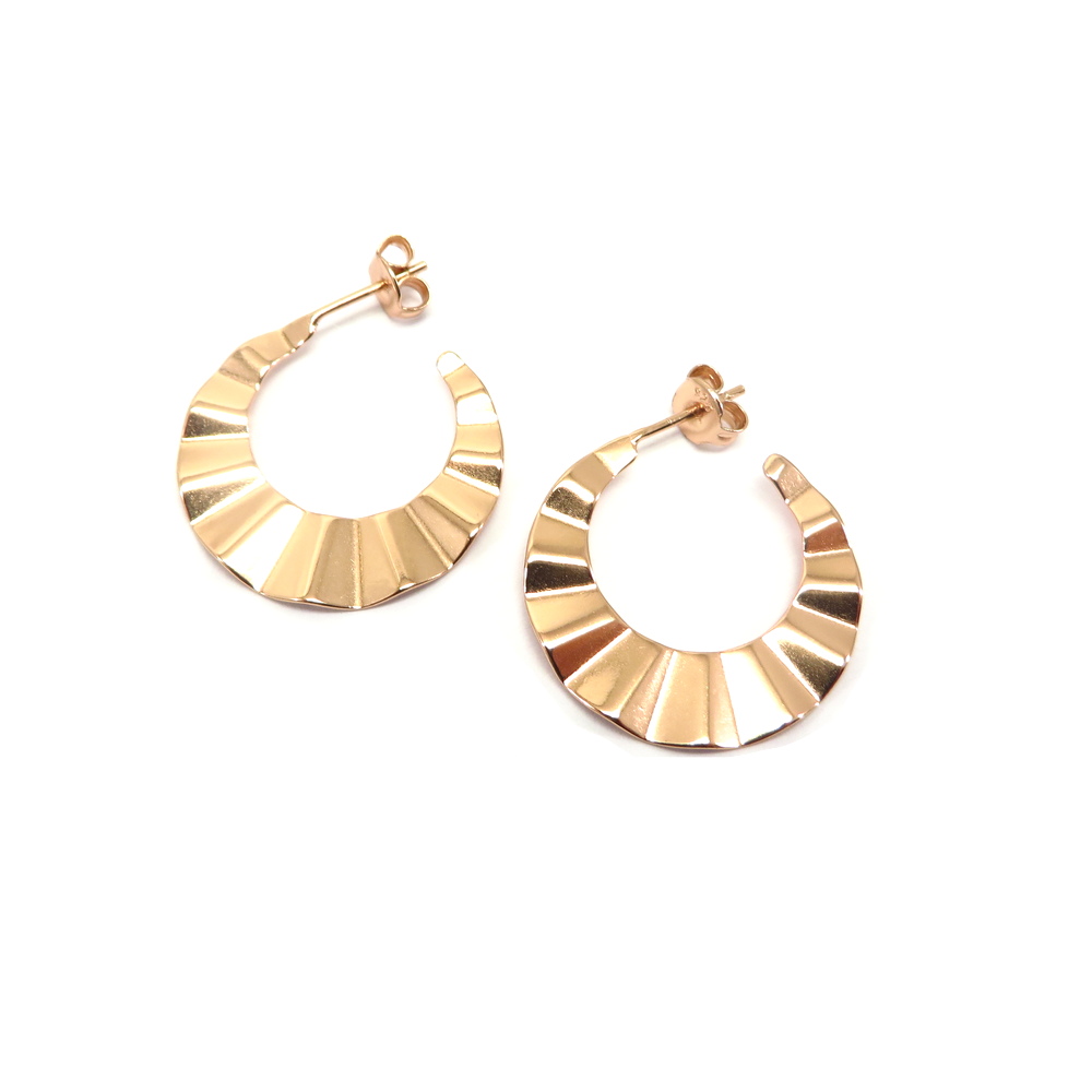 Rose Gold Plated Waves Hoop Earrings