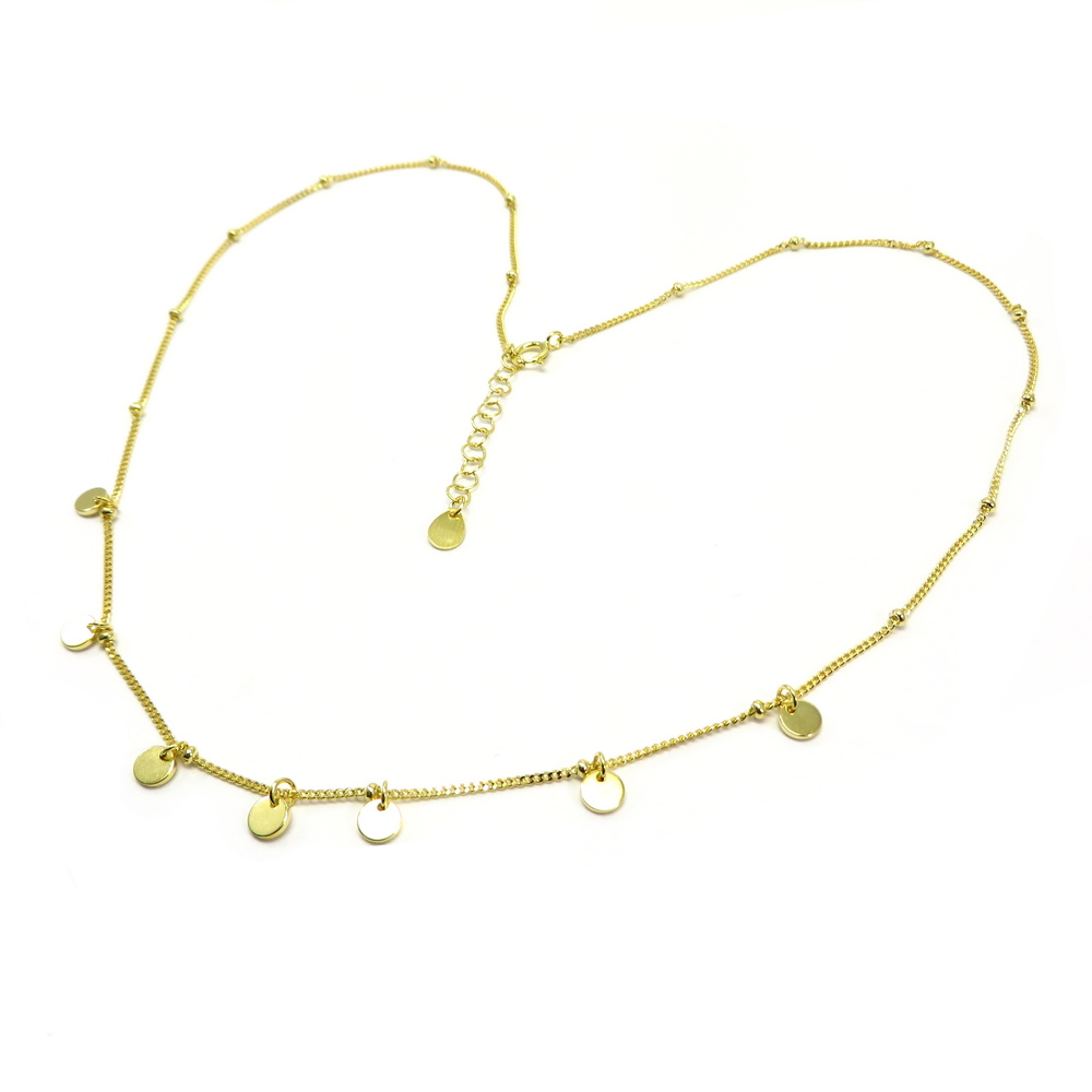 Gold Plated Disc Chain Silver Necklace