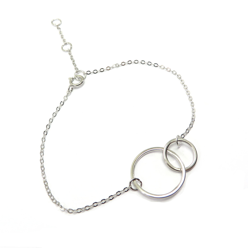 Double Circle Silver Chain Bracelet