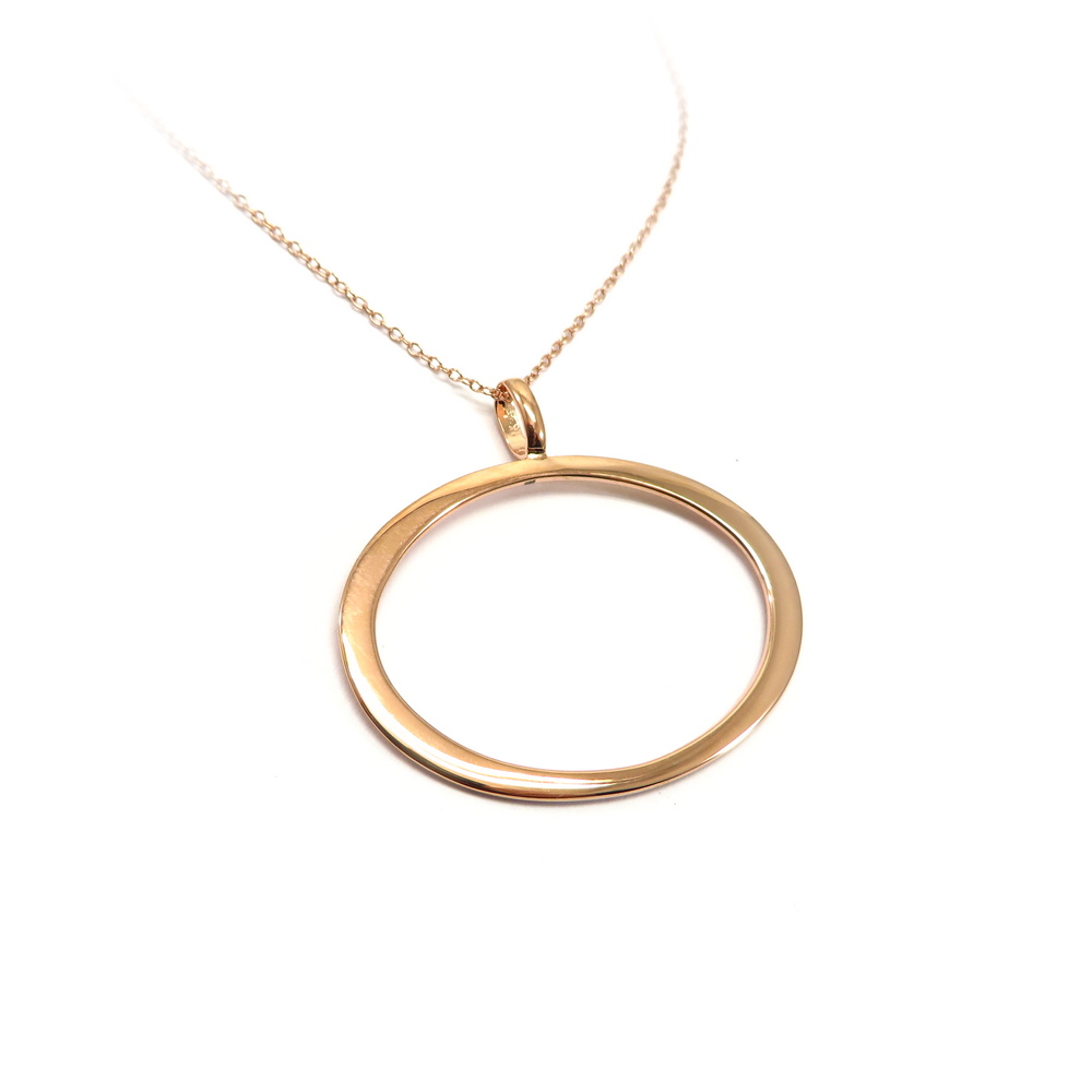 Minimalistic Horizontal Oval Rose Gold Plated Silver Pendant