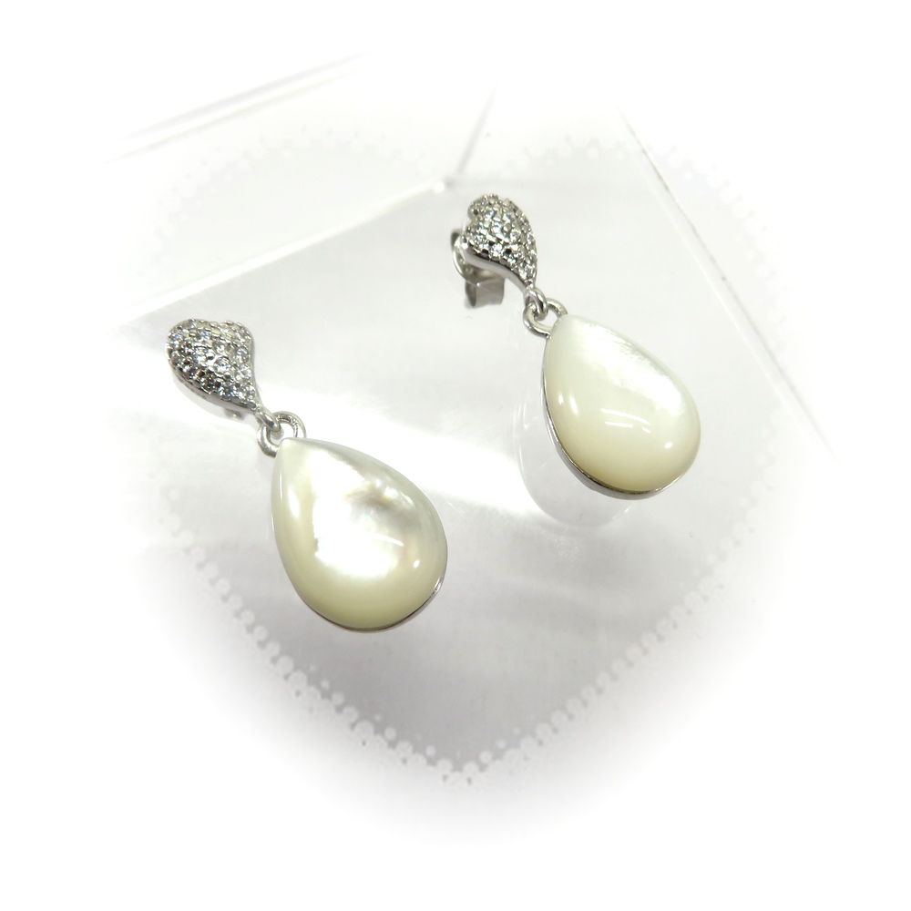 Teardrop Mother-of-Pearl Earrings set in Sterling Silver