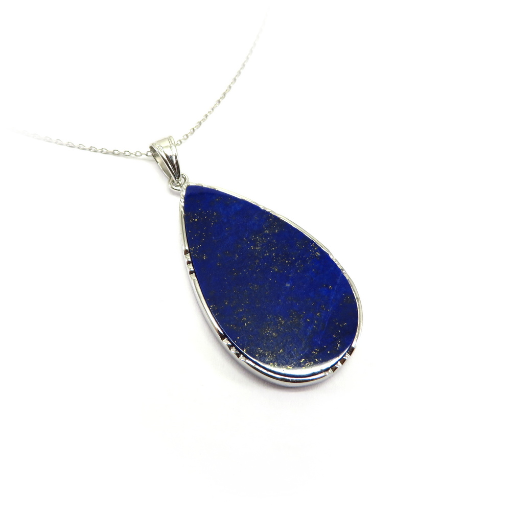 Teardrop Lapis Lazuli Pendant set in Sterling Silver