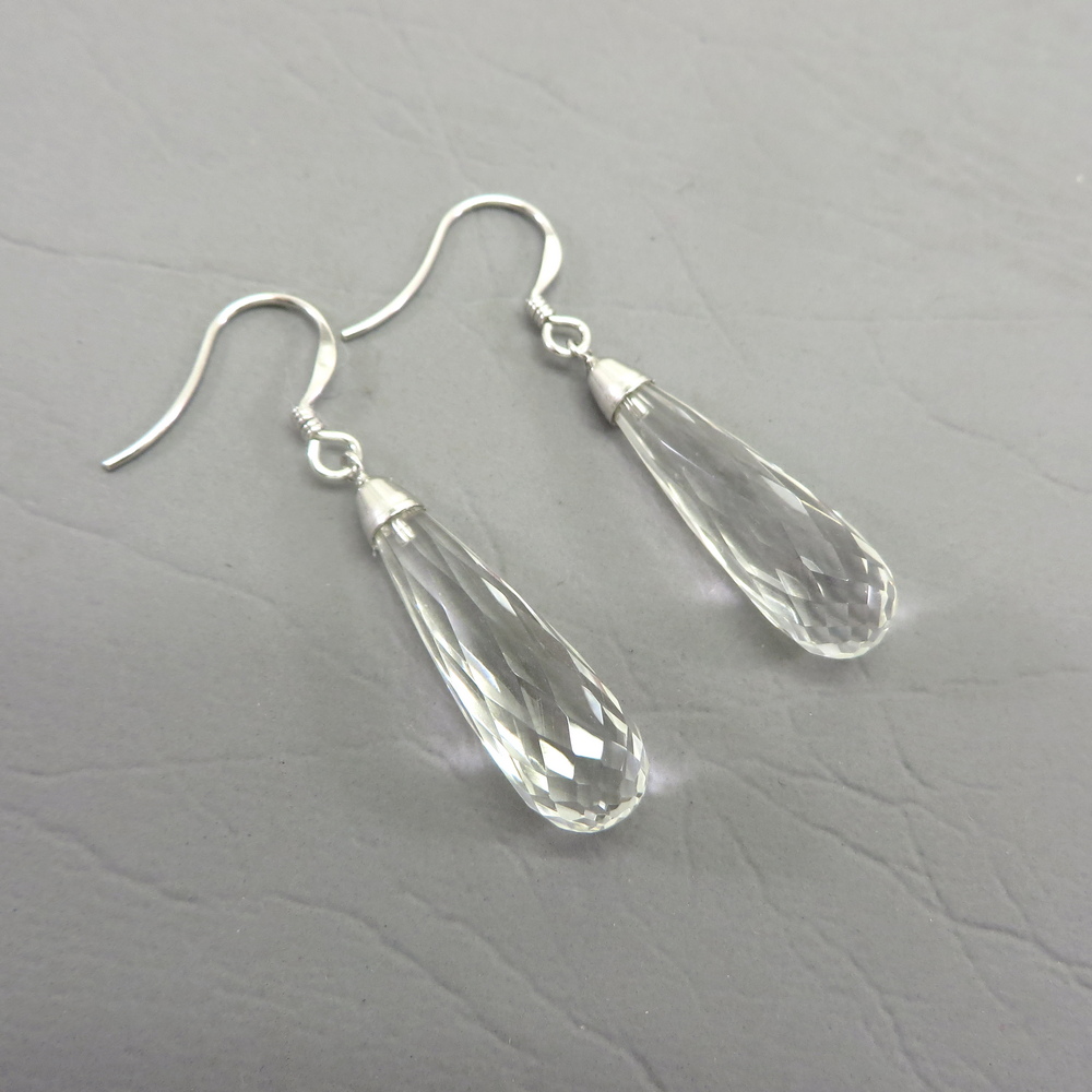 Clear Quartz Hook Earrings