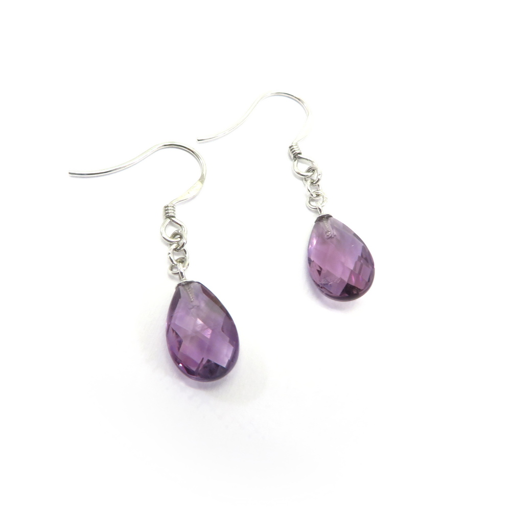 Amethyst Hook Earrings set in Sterling Silver